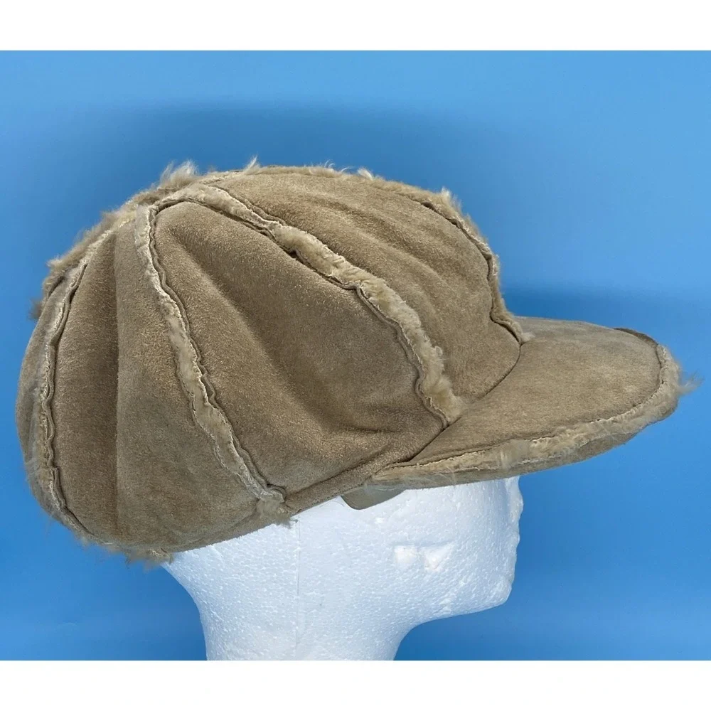 Vintage Wilsons Leather Maxima Shearling Suede Patchwork Newsboy Hat Gorpcore